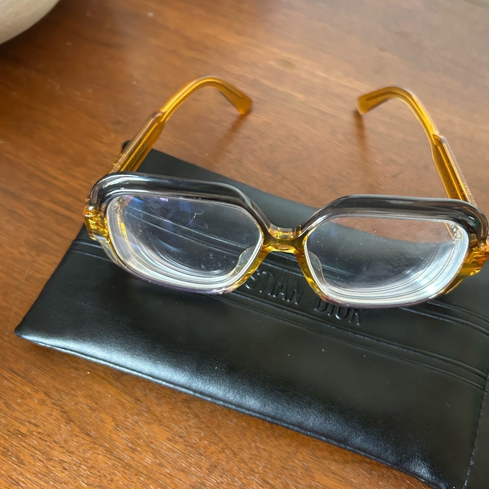 Christian Dior Yellow and Clear Square Glasses
